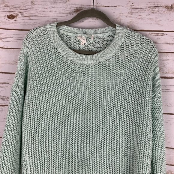 Lou & Grey medium high low sweater green crew neck - Picture 4 of 8